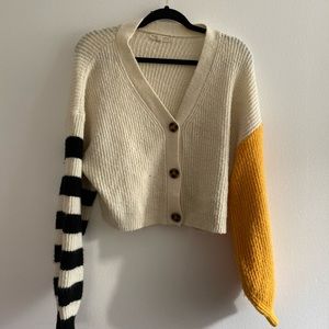 Mismatched Sleeve Cropped Cardigan